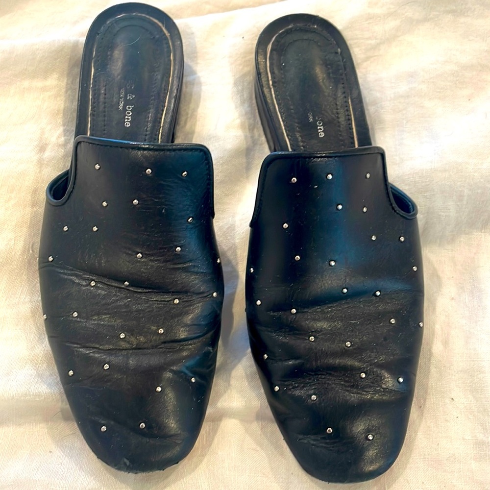 Rag and Bone Studded Mules, Size 35.